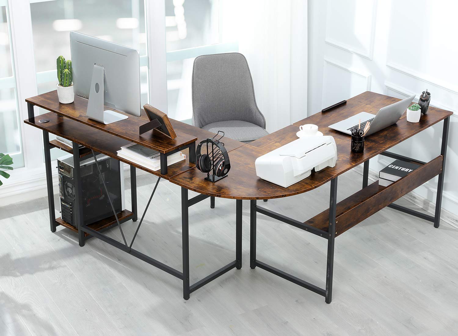 Buy Sedeta L Shaped Desk, 70.9 inches Corner Computer Desk with Monitor