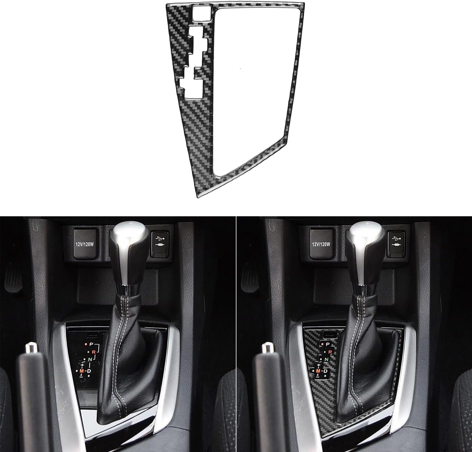 Real Premium Carbon Fiber Car Center Console Gear Shift Panel Frame Trim Soft Sticker Compatible with Toyota Corolla/Levin 2014 2015 2016 2017 2018 Auto Interior Accessories Black 1pc(Type B)