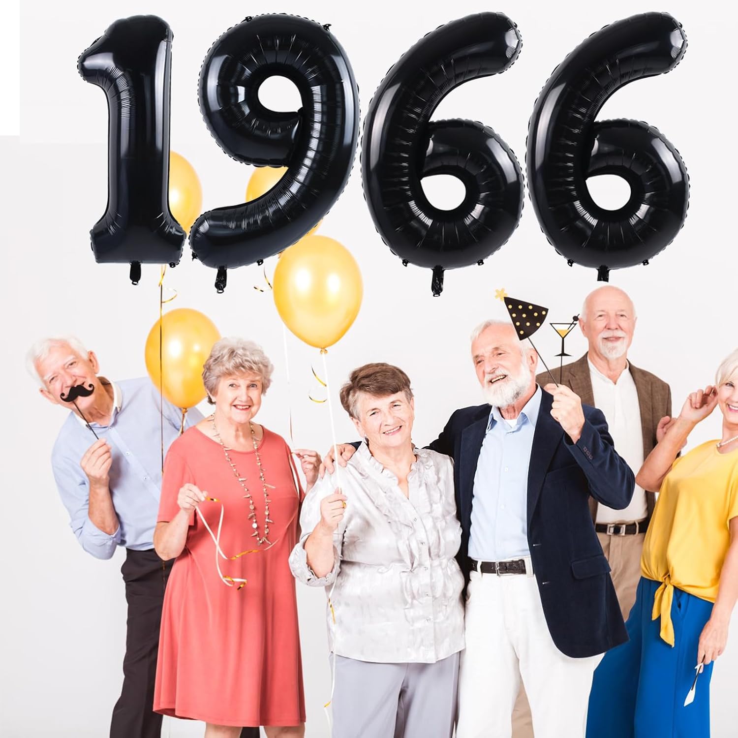 TONIFUL 60th Birthday Balloons Black 1966 Balloon Banner Thirty Year Old Party Decorations for Men Women 60 Anniversary Party Supplies Photo Props Background Decorations COLOR PINK
