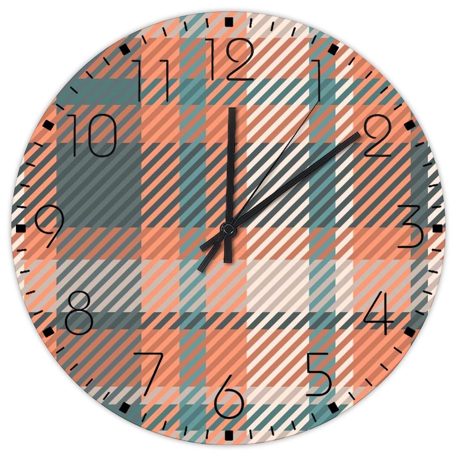 Horloge en bois à motif carreaux de buffle pour décorer un café ou magasin