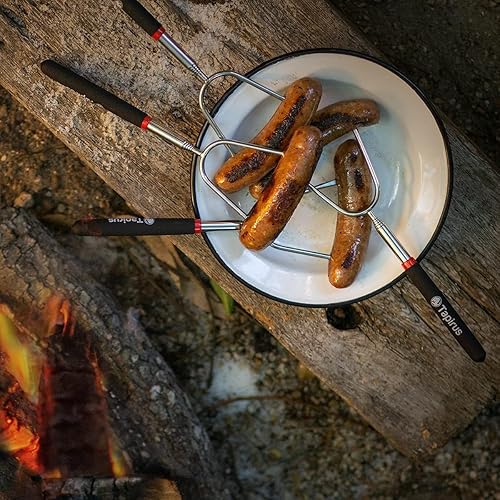 Miniatura 8 de Tapirus - Varillas para asar malvaviscos - Juego de 4 barras telescópicas para fogatas - Protege a los niños con mangos con aislamiento -