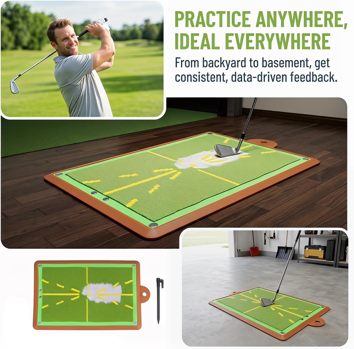WIGERLON Golf Divot Board for Swing Path Trainer,Golf Divot Mat with Instant Impact Feedback for Strike & Low Point Control,Golf Training Aid Hitting Mat for Indoor Outdoor