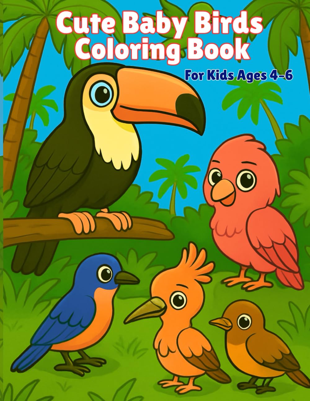 Cute Baby Birds Coloring Book: Bold & Easy Designs for Kids Ages 4–6 | Fun and Simple Coloring Pages with Adorable Baby Birds (My First Cute Coloring Book)
