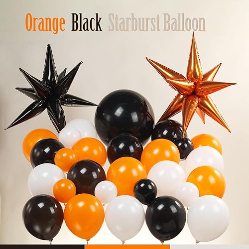 Miniatura 3 de Kozee Kit de arco de guirnalda de globos naranja y blanco de 145 piezas con globos de aluminio de mylar de estrella para hombres y niños, baby