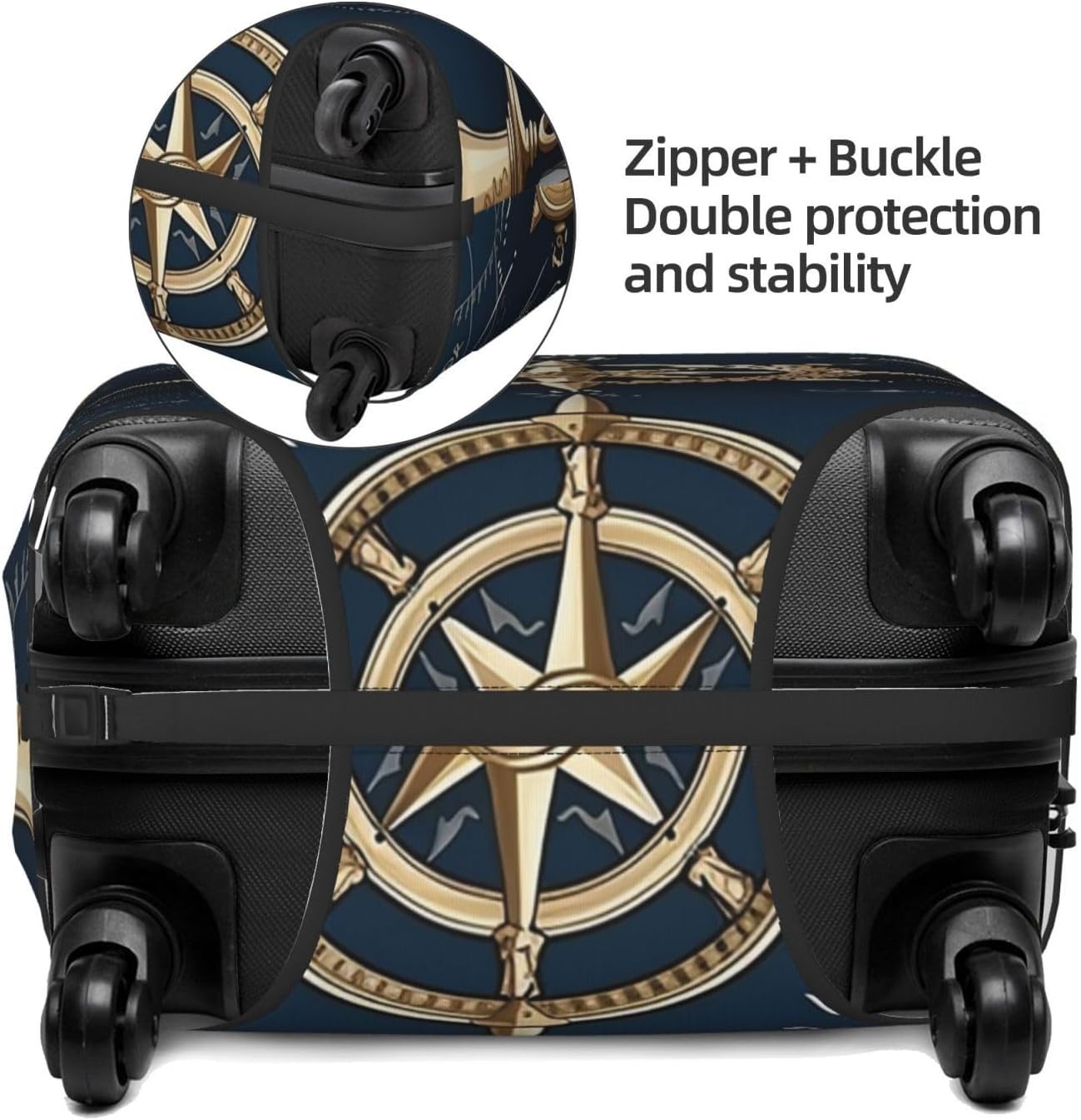 Sailling Compass Luggage covers for Suitcase Nautical Sailboat Travel Suitcase Protector Anti Scratch Suitcase Cover Fit 29-32 inch