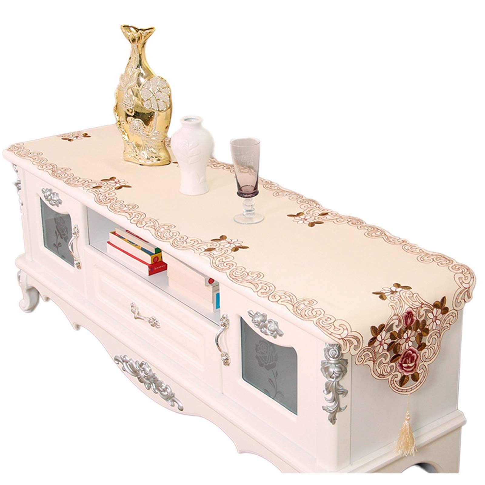 Tischläufer Polyester Modern, Tischläufer Hochzeit 40x200 cm, mit Blumenstickerei