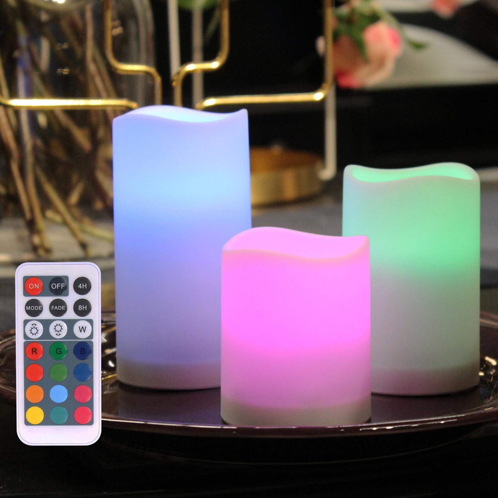 WRalwaysLX Flameless Color Changing LED Candles with Remote, Batteries