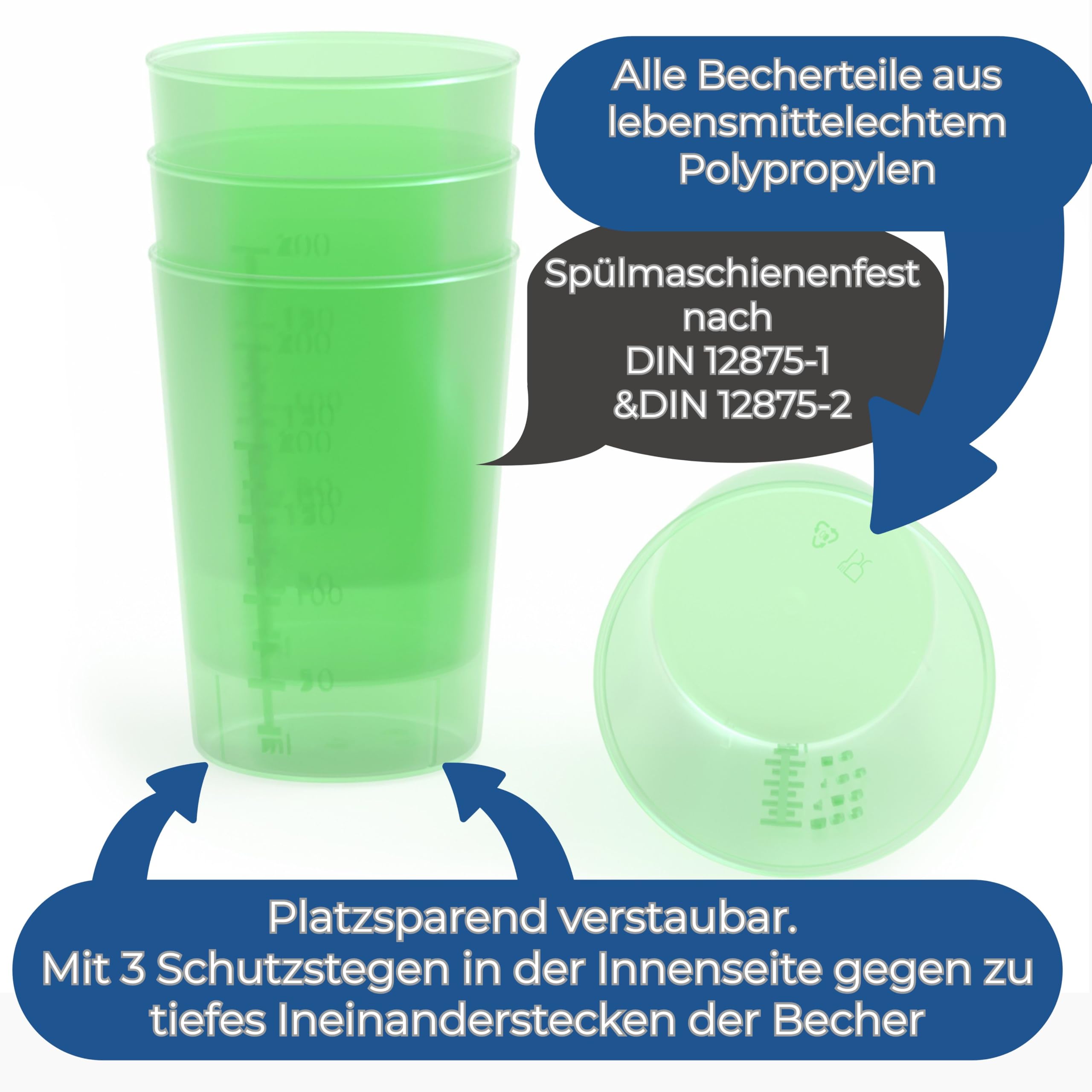 Pack de 5 ayudas para beber para adultos, 250 ml, vasos con pico Plus 5 tapas para líquidos y 5 tapas para papillas/mostaza, color a elegir (multicolor)