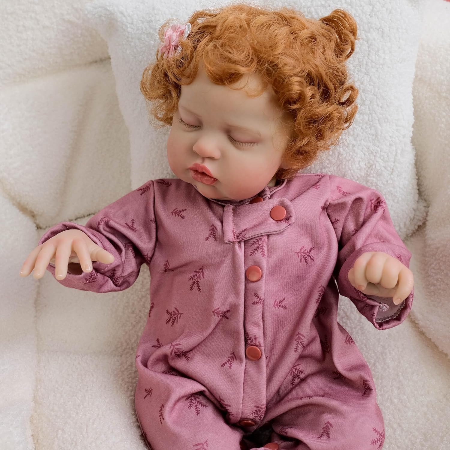 Realistyczne lalki Reborn Baby Dolls tkanina, kręcone, brązowe włosy, prawdziwe życie, pełne winylowe kończyny, lalki dla niemowląt, realistyczne lalki noworodka, lalka Reborn, zabawka