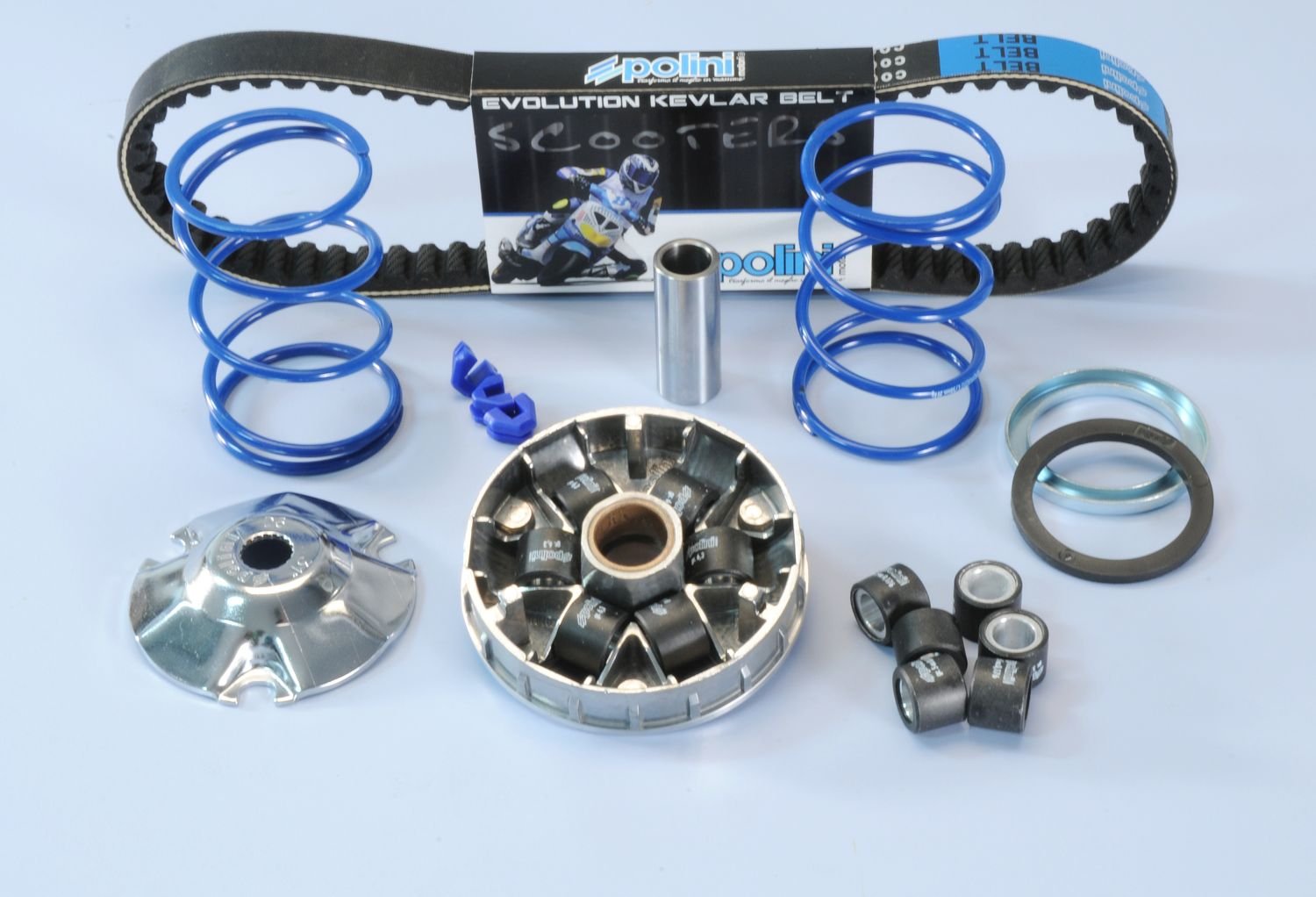 Variatorkit Polini HI-Speed für Piaggio lang (Variator, Keilriemen, 2 Gegendruckfedern, 2 Satz Gewichte)
