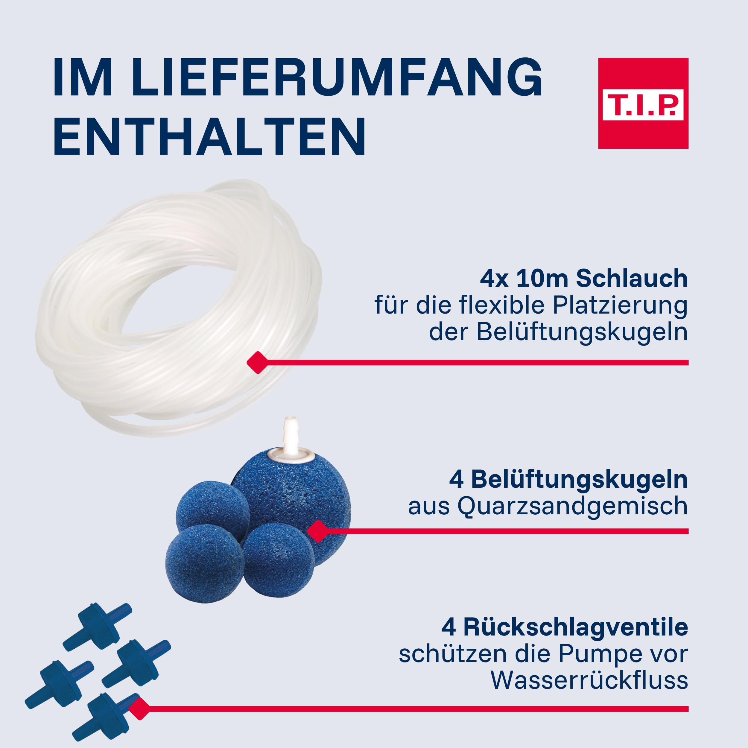 T.I.P. Teichbelüftungsset API 1000/4, regelbare Pumpe 450–900 l/h – Belüfter für Teich & Aquarium, inkl. Zubehör, Eisfreihaltefunktion, leise & energiesparend