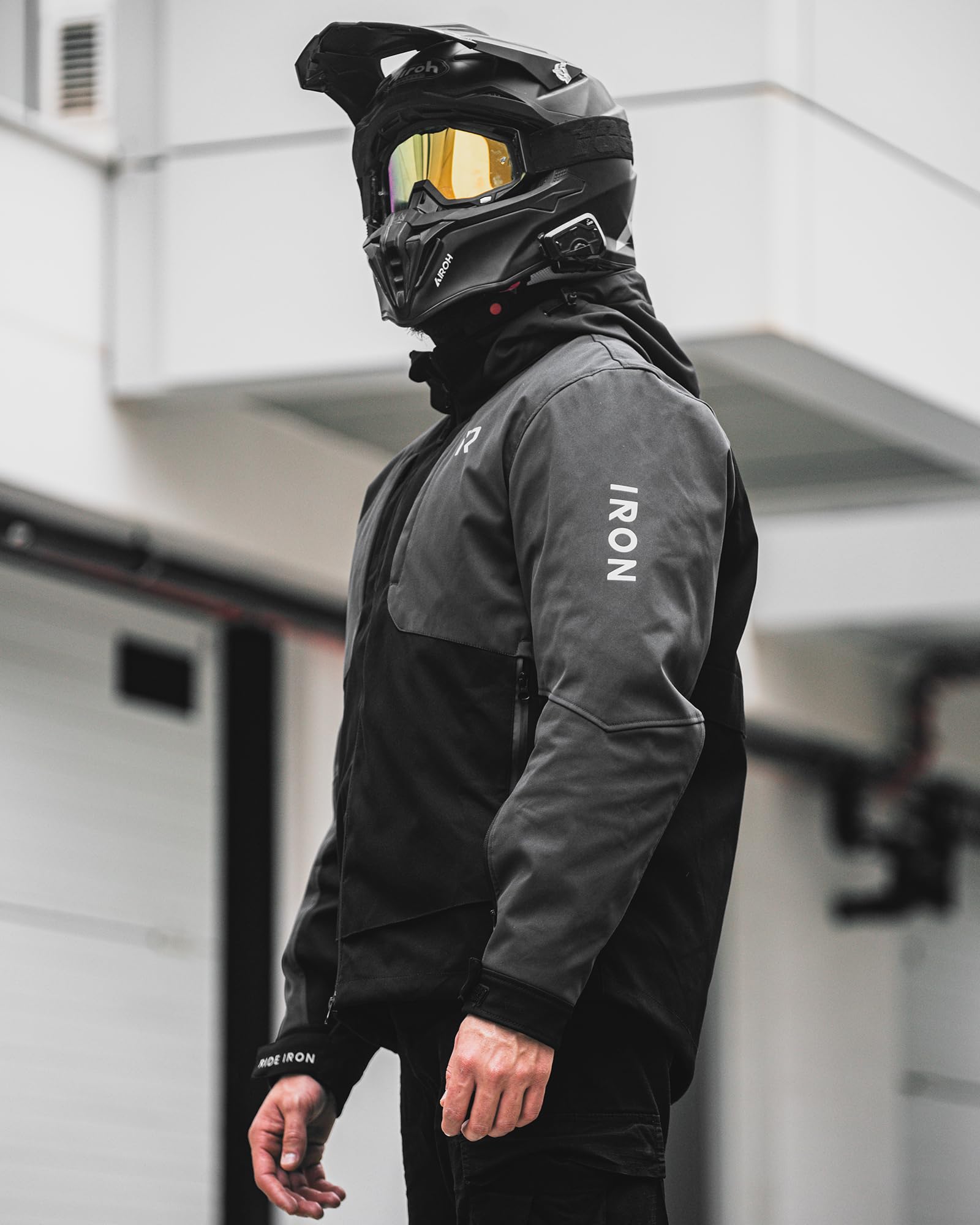 RIDEIRON Chaqueta moto hombre,Chaqueta moto invierno con hombreras y coderas homologadas,equipo de protección,forro extraíble para proteger del frío y el viento en todas las estaciones,Negro