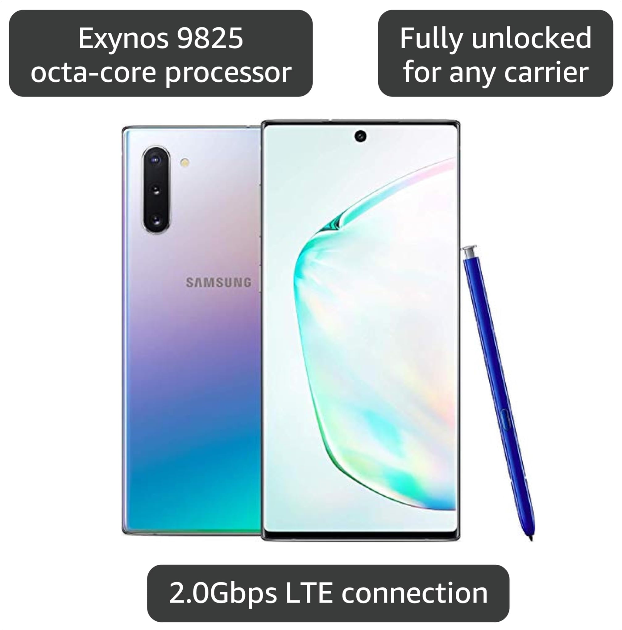 Amazon.com: Samsung Galaxy Note 10, 256GB, Aura Glow - Fully