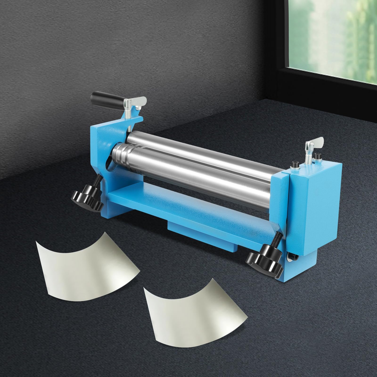 Máquina de laminación manual de la placa, herramienta de doblado de chapa de tres rodillos, máquina de laminación de placa de acero de escritorio, conveniente para el procesamiento del metal, la fabri