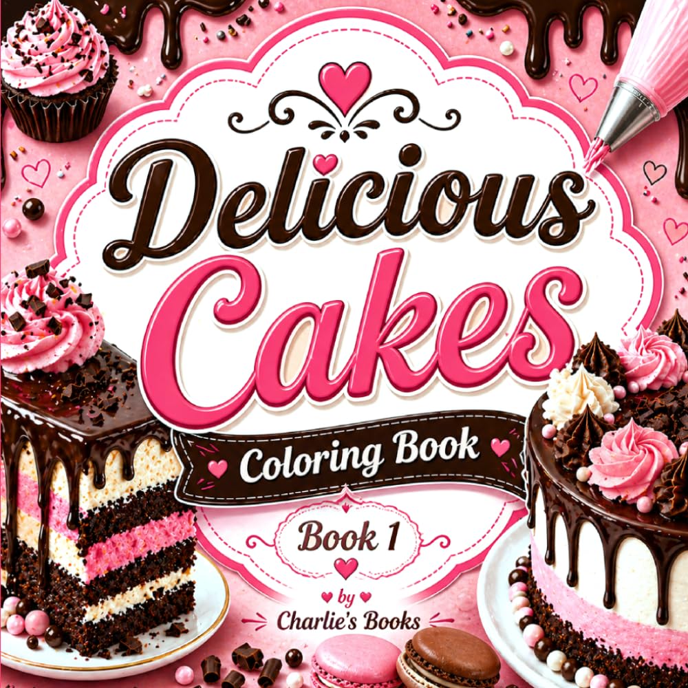 Delicious Cakes Coloring Book: Sweet Designs for Relaxation and Stress Relief