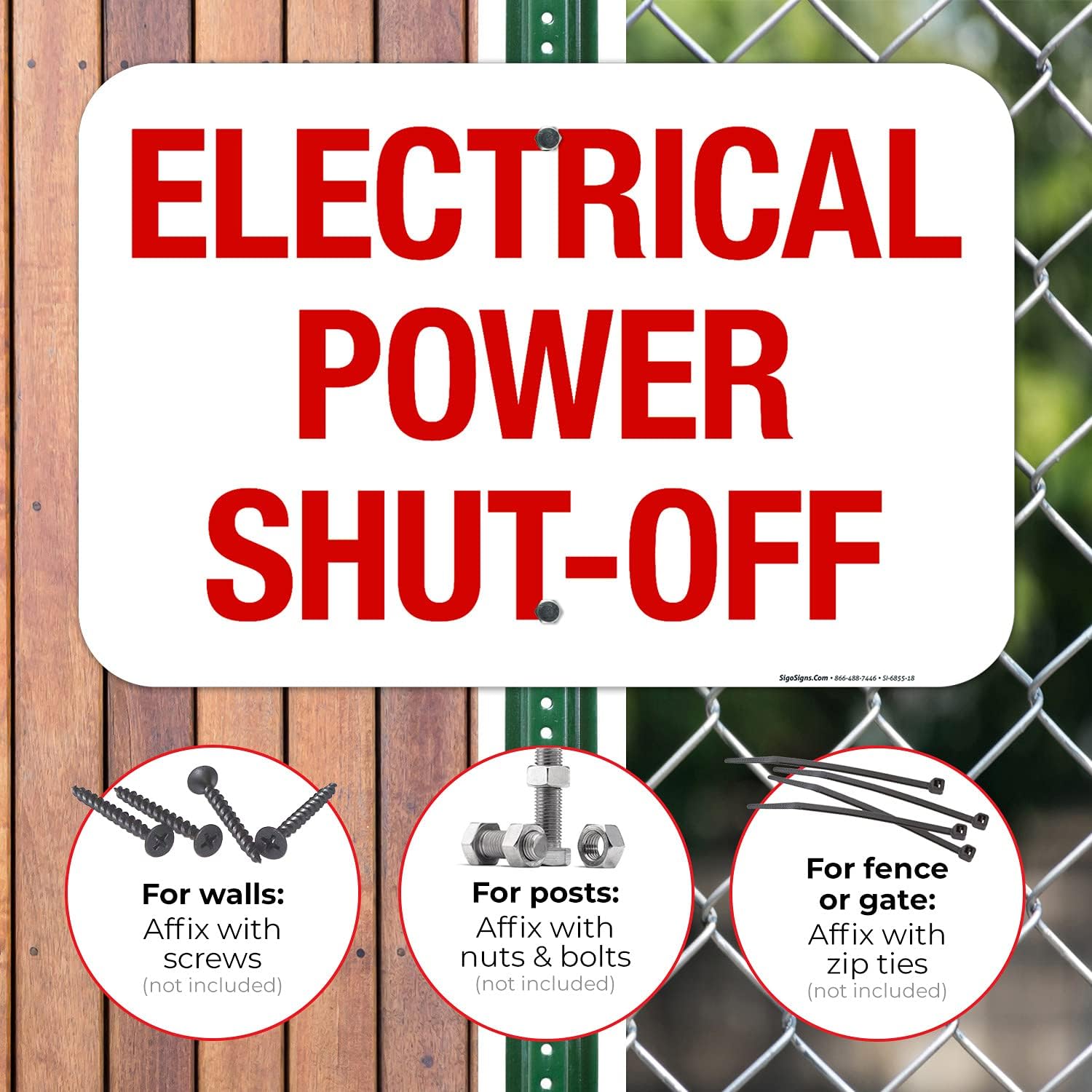 Electrical Power Shut-Off Sign, 12x18 Inches, Rust Free .063 Aluminum, Fade Resistant, Made in USA