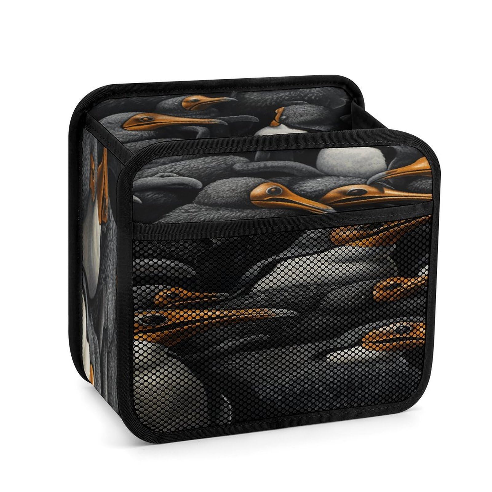 Btcowzrv Style A Group Of Penguins Car Seat Back Organizer, Pu Leather Hanging Backseat Car Organizer With Elastic Mesh Pocket, Storage Bag For Most Vehicles