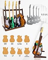 Vista 5 de STRICH Guitar Stand for Multiple Guitars, Hardwood Guitar Rack for 8 Electric Guitar Bass, or 5 Acoustic Guitars, Padded Multi Guitars Display for