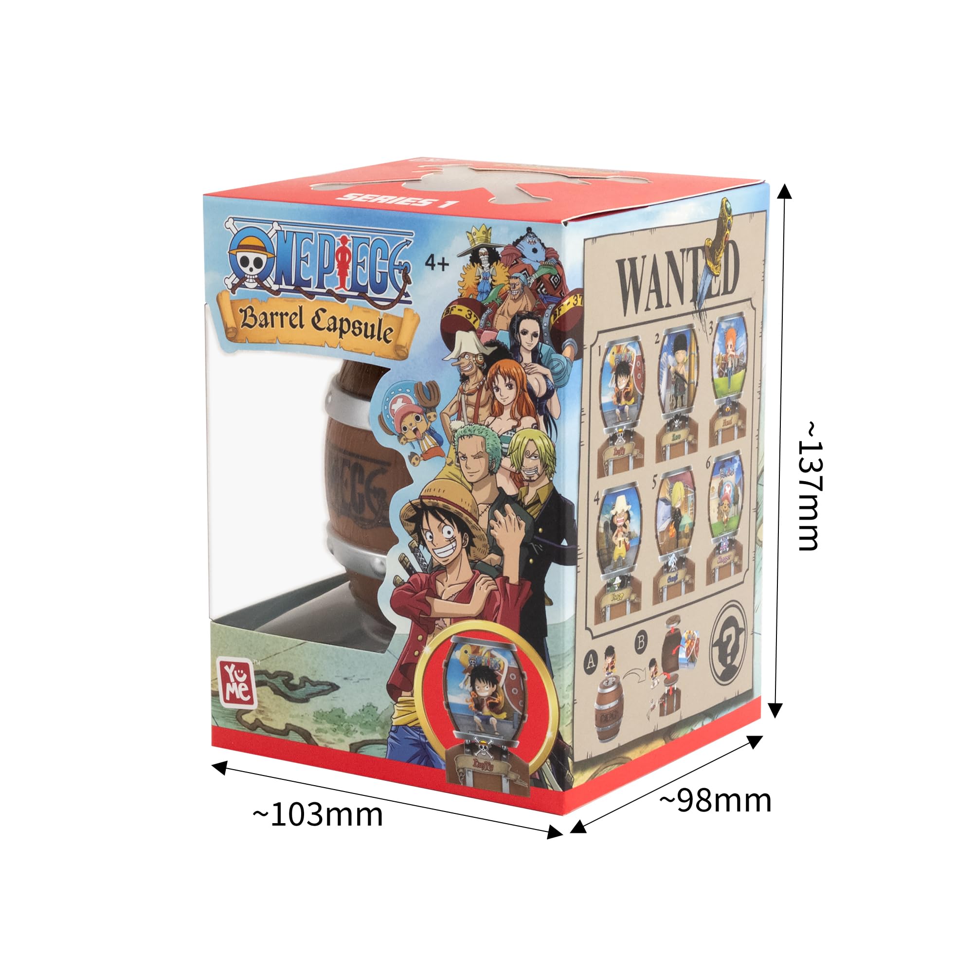 Yume 15329 – One Piece Barrel Capsule, 1 di 6 mini personaggi con barilotto, statuetta da collezione con supporto per display, anime Merch per i fan della serie - 3