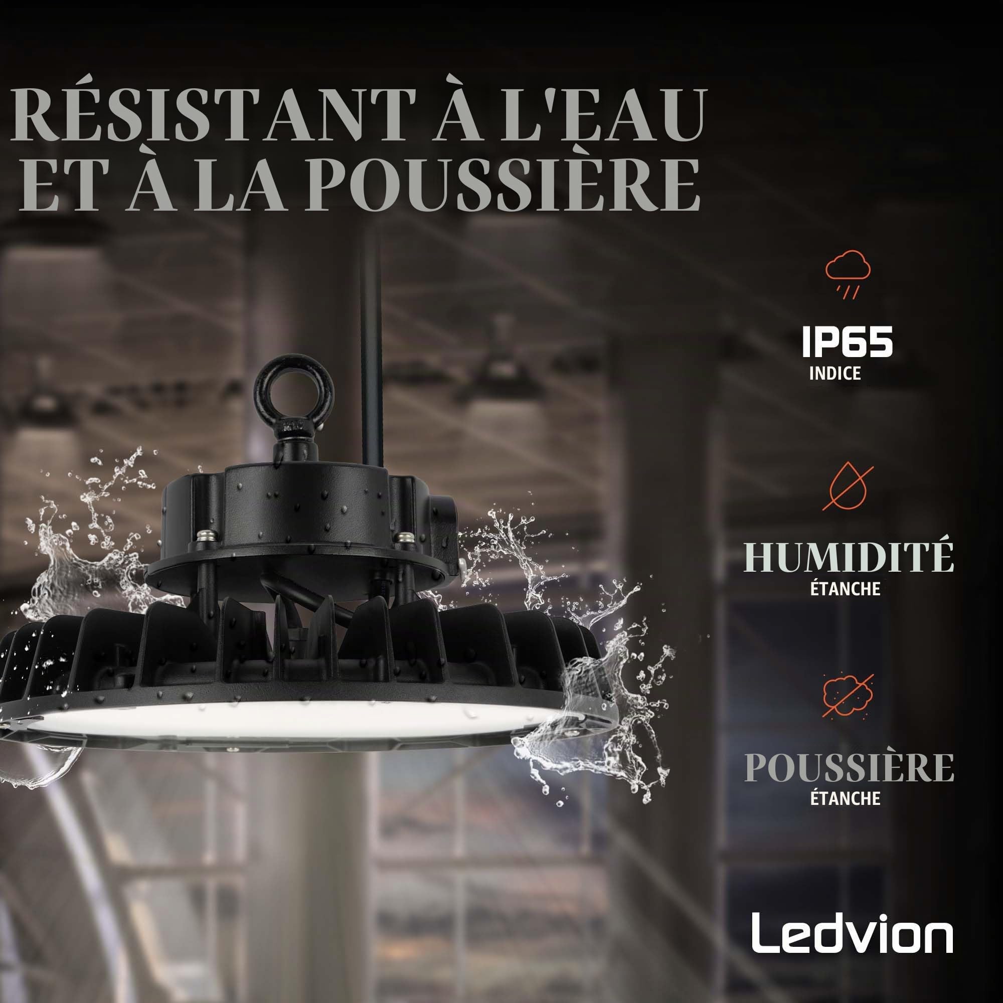 Ledvion LED High Bay Projecteur IP65 200-160-120W 175 lm 4000K dimmable