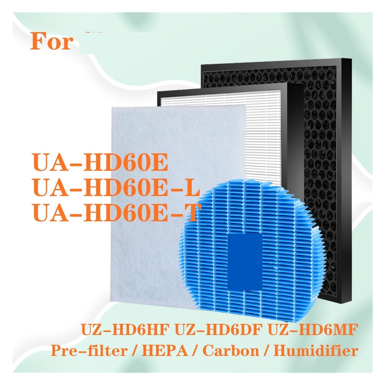 TVHQZVIA Filter Hepa?for UZ-HD6HF UZ-HD6DF UZ-HD6MF HEPA Carbon Filter Replacement?Compatible for Sharp?Air Purifier for UA-HD60E UA-HD60E-L UA-HD60E-T(1 Set and Humidifer)