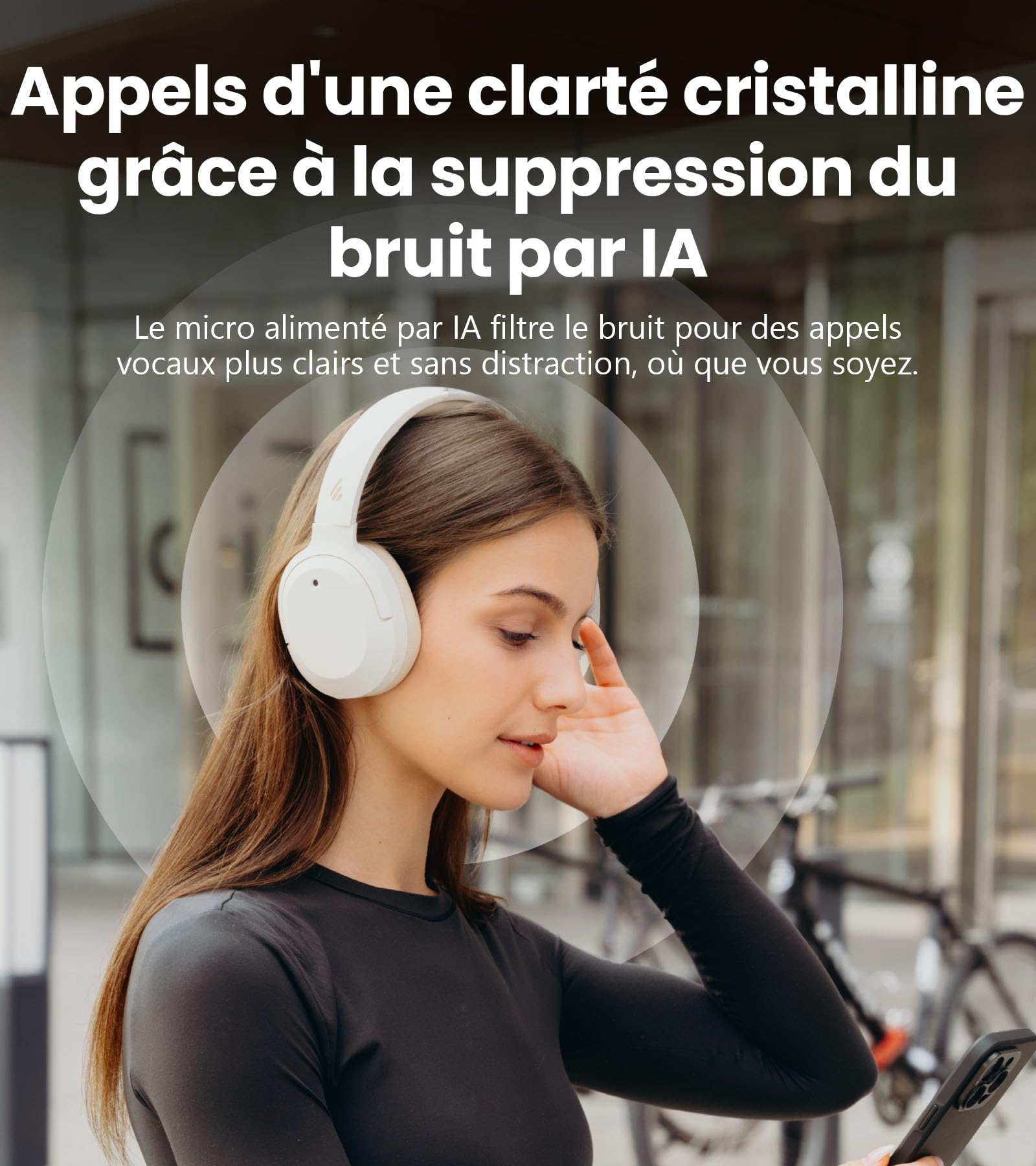 Edifier W820NB Plus Gen 2-Casque Audio Over-Ear Sans Fil Pliable à Réduction de Bruit(ANC -49 dB), LDAC Hi-Res, Autonomie 88h, Son Spatial, Appels Clair AI, Bluetooth V6.1, Multipoint Connexion-Ivoire