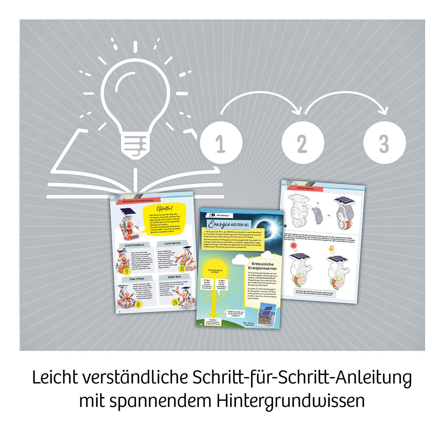 KOSMOS 621247 Solar Bots, Baue 8 Solar-Modelle, Bausatz für Solar Roboter mit Solarenergie-Antrieb, Solarzelle mit Motor, Experimentierkasten für Kinder ab 8-12 Jahre
