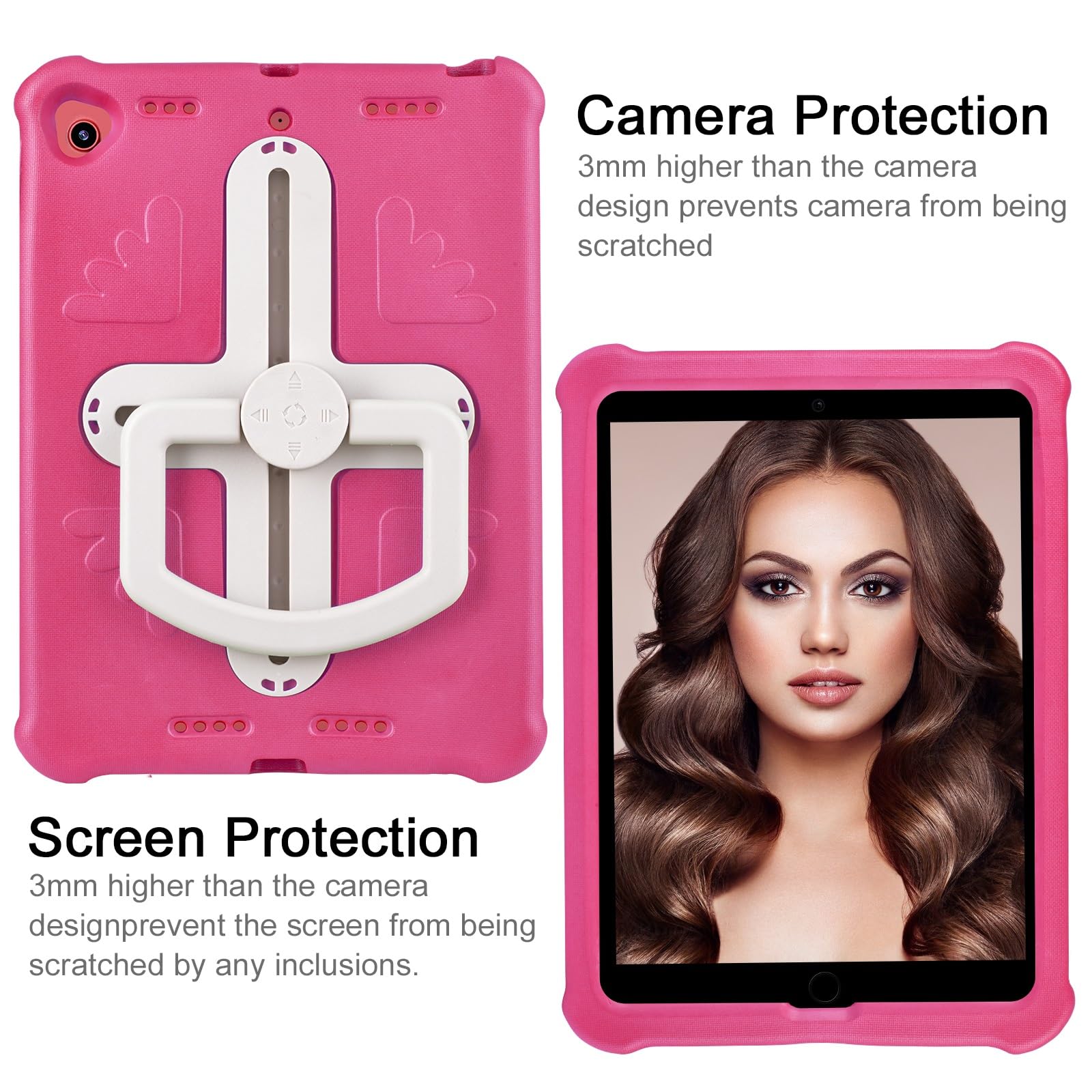 Custodia protettiva per tablet PC compatibile con iPad 10.2 (2021)/2020/2019/per iPad Air 2019 10.5"/Pro 10.5 2017, custodia robusta resistente con cavalletto girevole a 360/tracolla Co