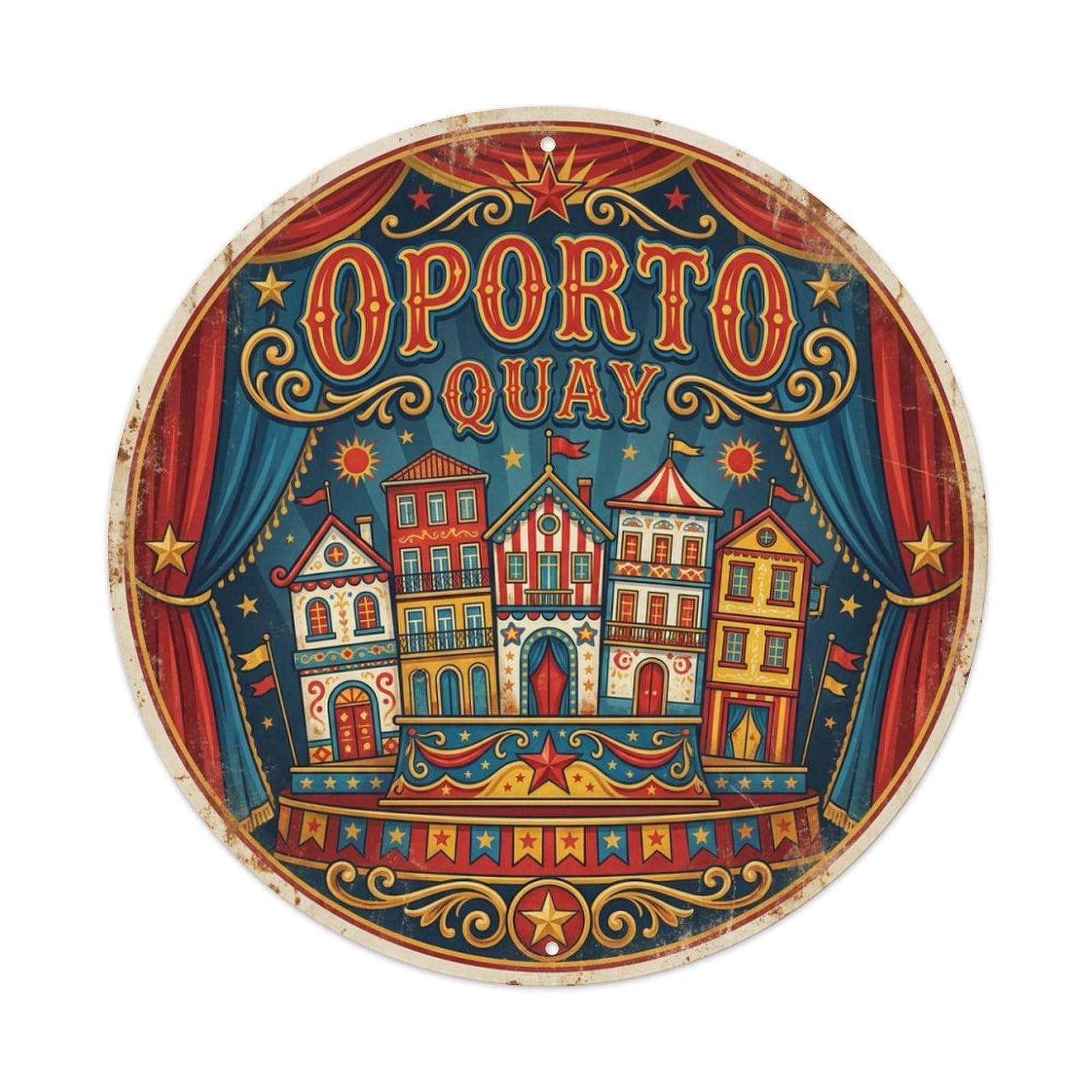 Vintage Travel Oporto Portugal Pier Metal Tin Sign