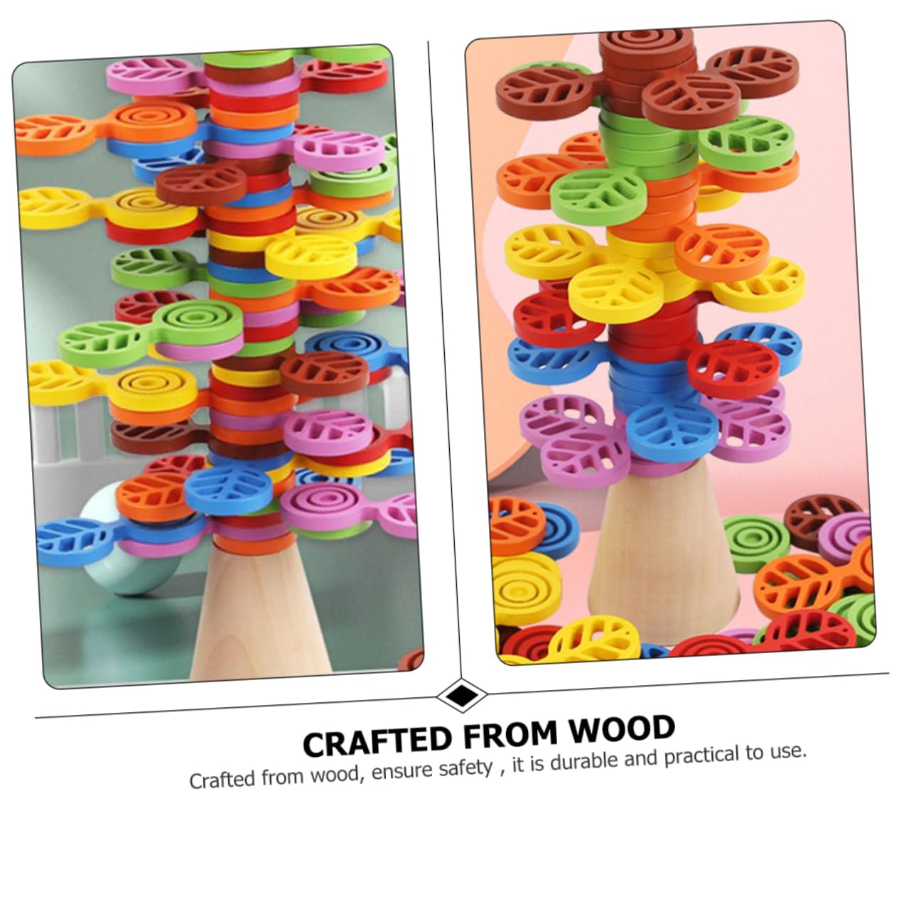 BESPORTBLE Blocs pour Bébé en Bois Éducatifs Design Rotatif, Jouet de Coordination Stimulant L'imagination et Développement Intellectuel pour Garçon et Filles Dès 3 Ans à Domicile