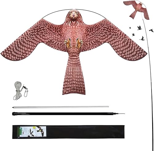 Bird Hawk - Cometa voladora con poste para cultivos de granja, protector de granja, cometa voladora con poste de 19.7 ft, estilo A