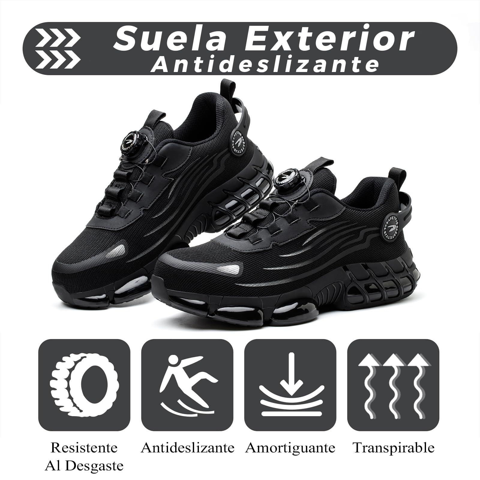Zapatos de Seguridad para Hombre Mujer Zapatillas Ligeros Calzado Trabajo Comodo Antideslizante con Puntera de Acero 36-46 EU
