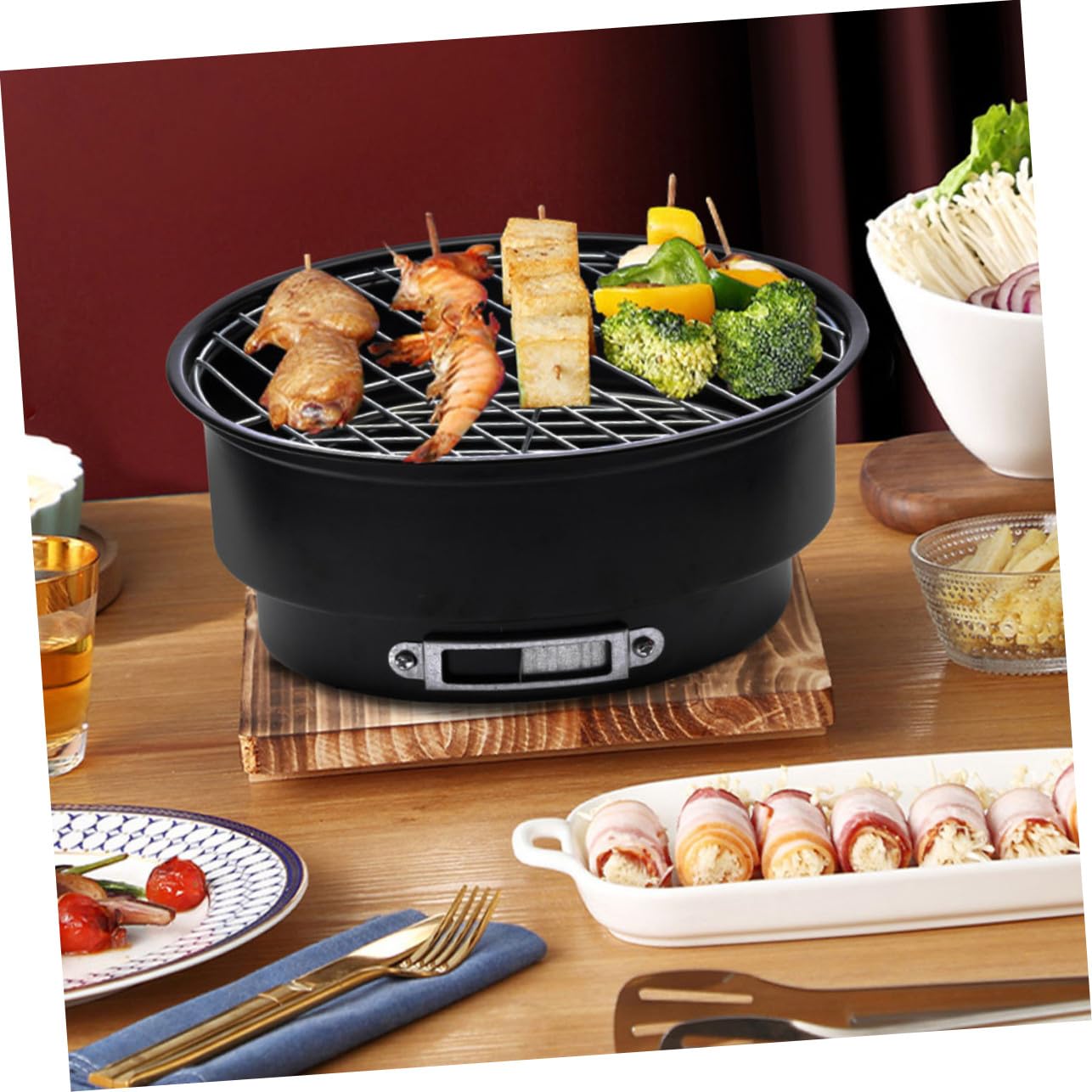 Parrilla Barbacoa Portátil de Inoxidable Desmontable Resistente y Duradera para Camping y Actividades al Aire