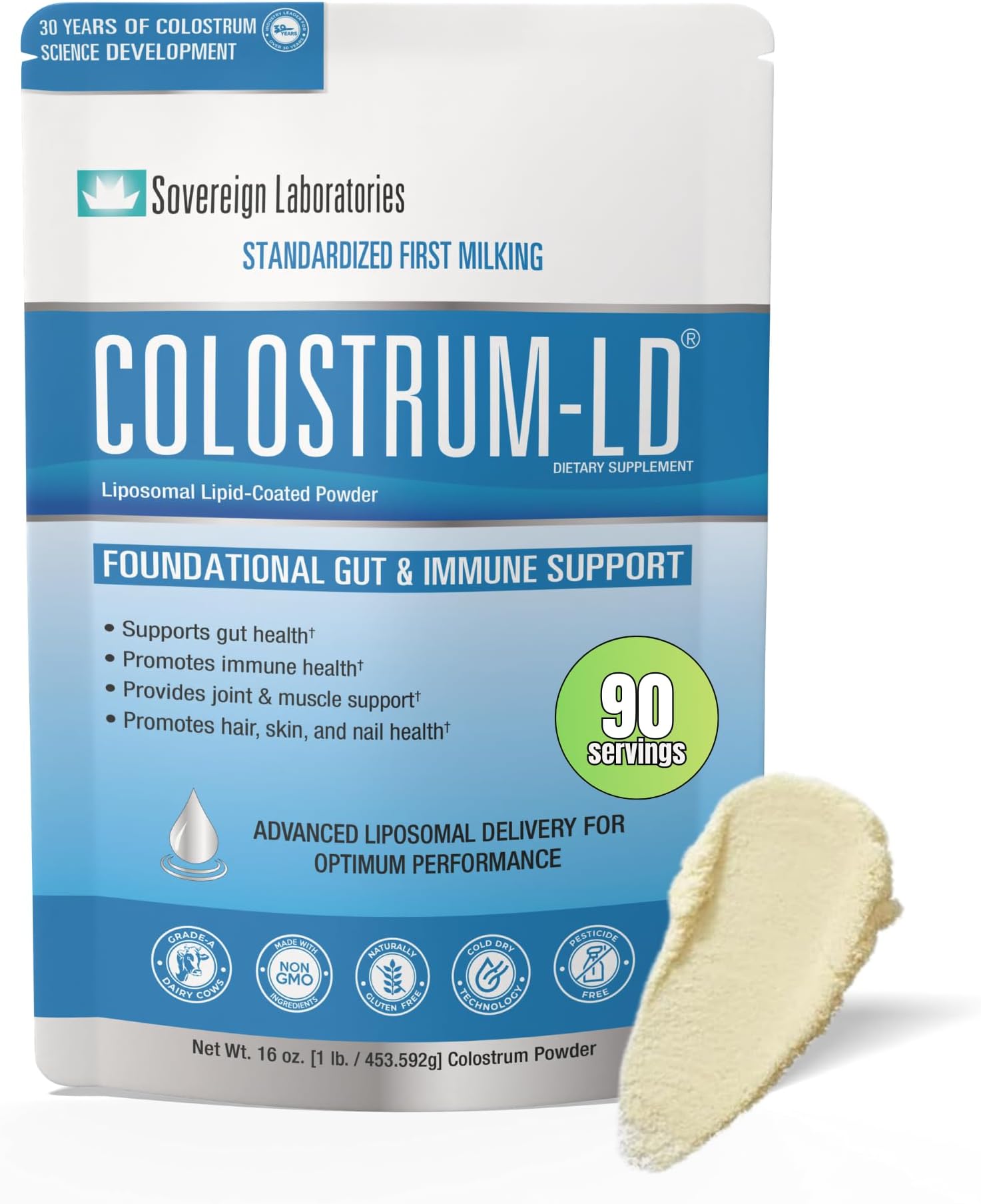 Advanced Absorption Liposomal Powder - Halal Certified Proprietary Tech Provides up to 1500% More Bio-Availability Over Regular - 454 Grams by Sovereign Laboratories