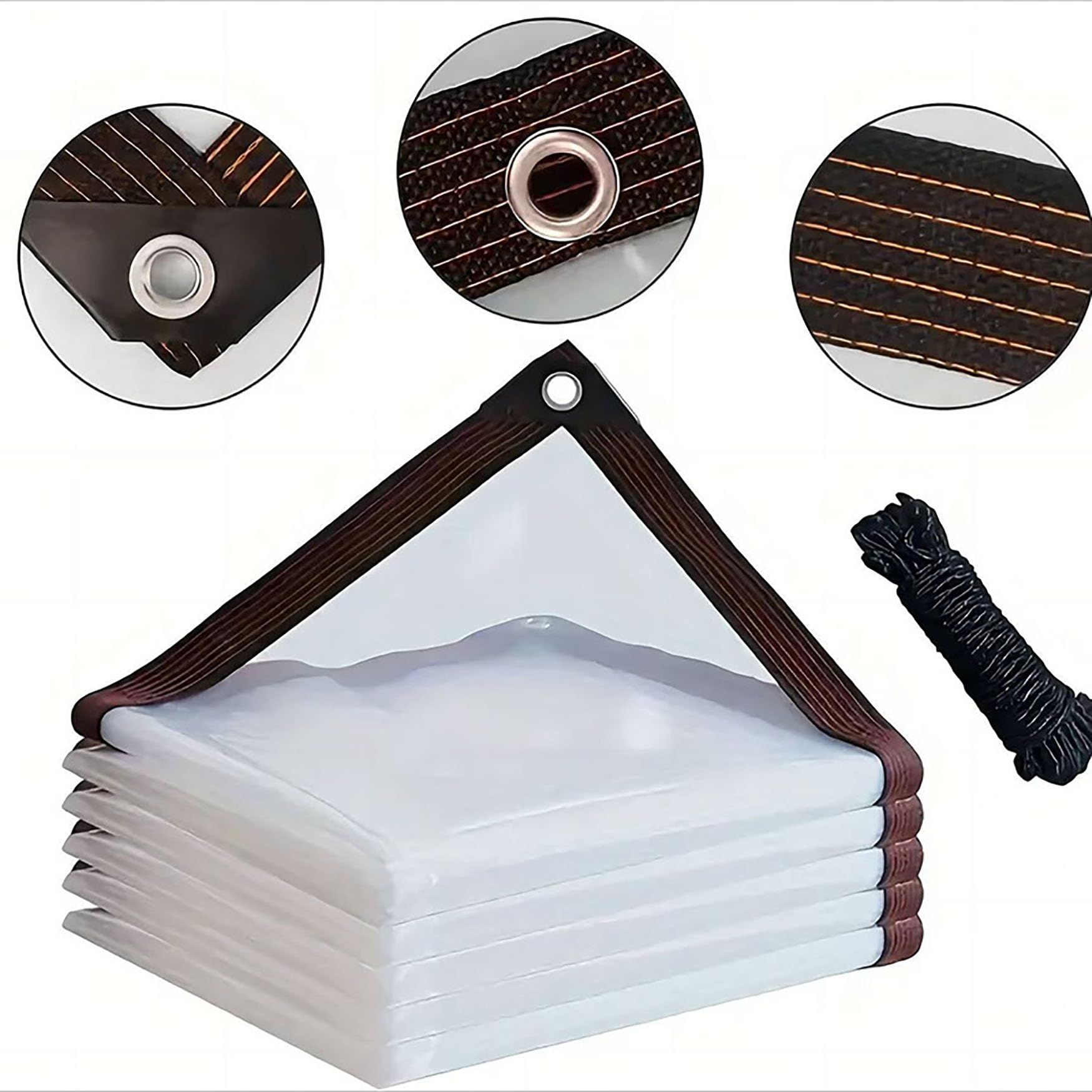 Lona Impermeable Exterior 210 x 420 cm Resistente a Los Rayos UV Al Desgarro, Prueba de Viento, Resistente a Las Heladas Plástico Lona Transparente para Muebles de Jardín, Color Transparente