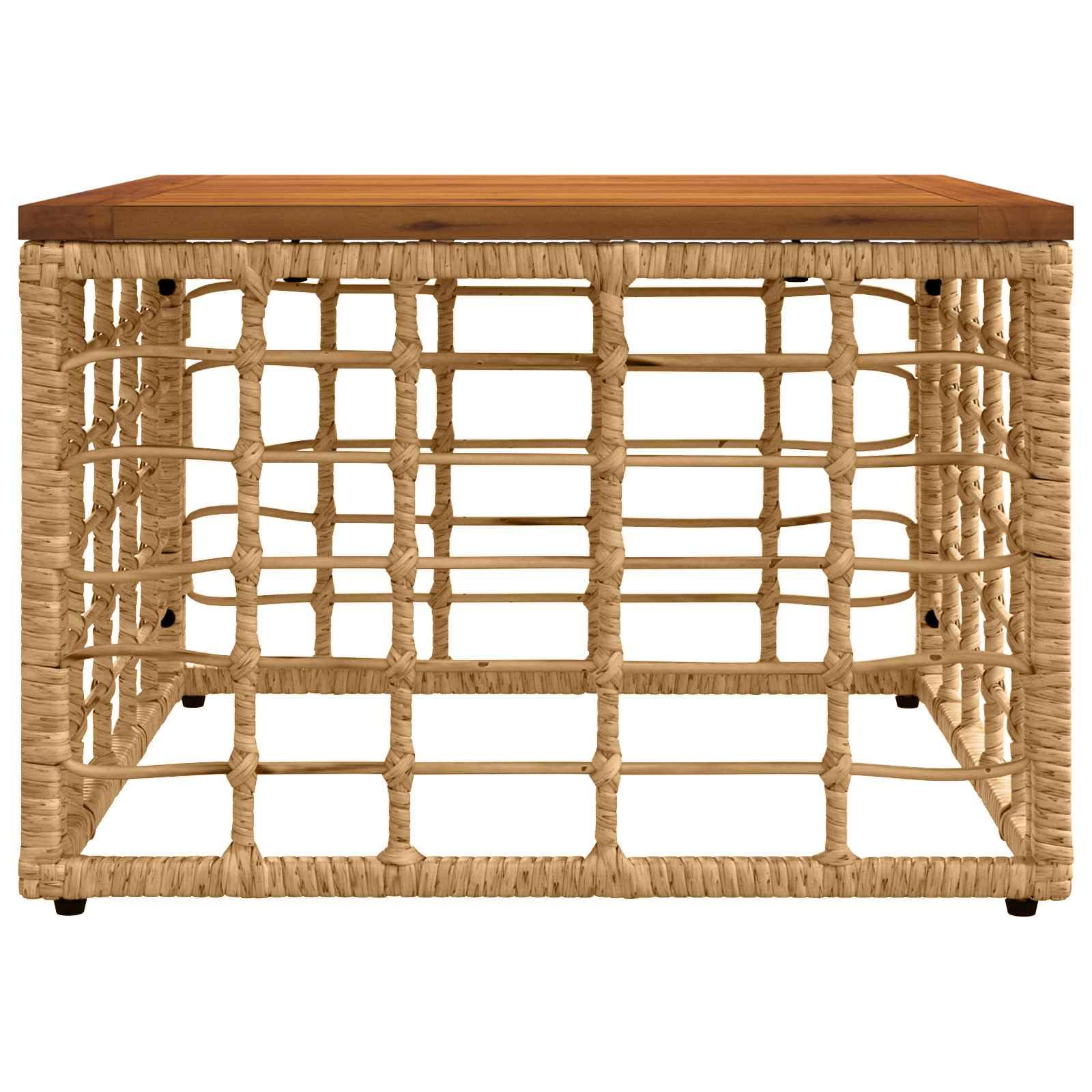 Table de jardin 55 x 55 x 37 cm PE rotin et verre naturel