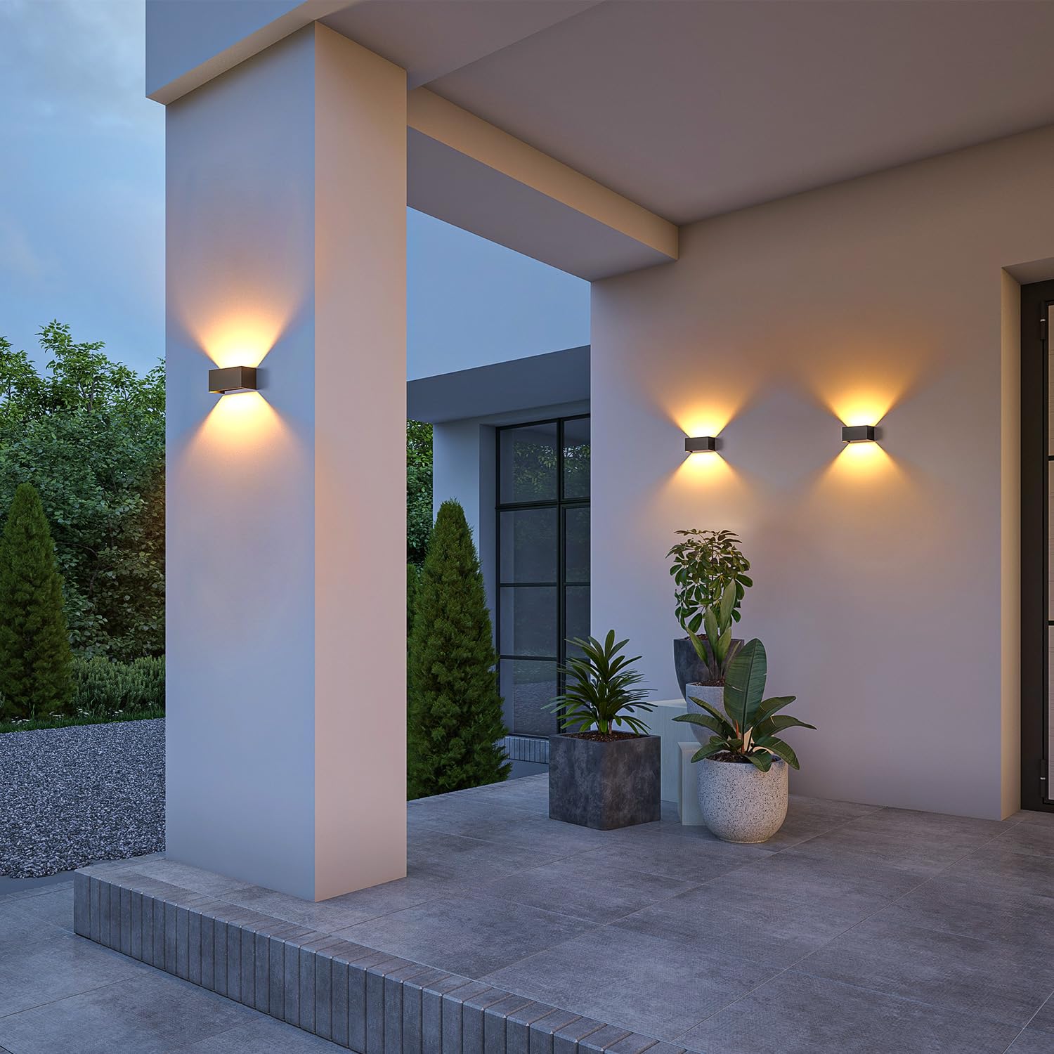 Aplique pared LED Con G9 LED Bombillas Reemplazables, 18W Lampara de pared Interior/Exterior Blanco Cálido 3000K Aplique Pared Exterior Impermeable IP65 Ángulo de haz Ajustable Negro