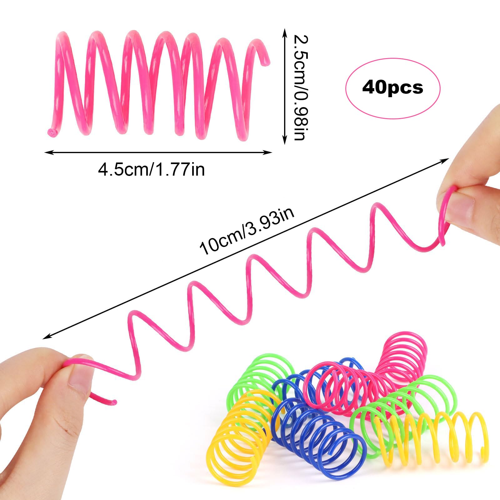 Fogcosy 40 Pcs Colorful Spring Cat Toys - Plastic Coil Spiral Interactive Pet Toys for Kitten Training Bouncing Play and Fun Gift - Image 2