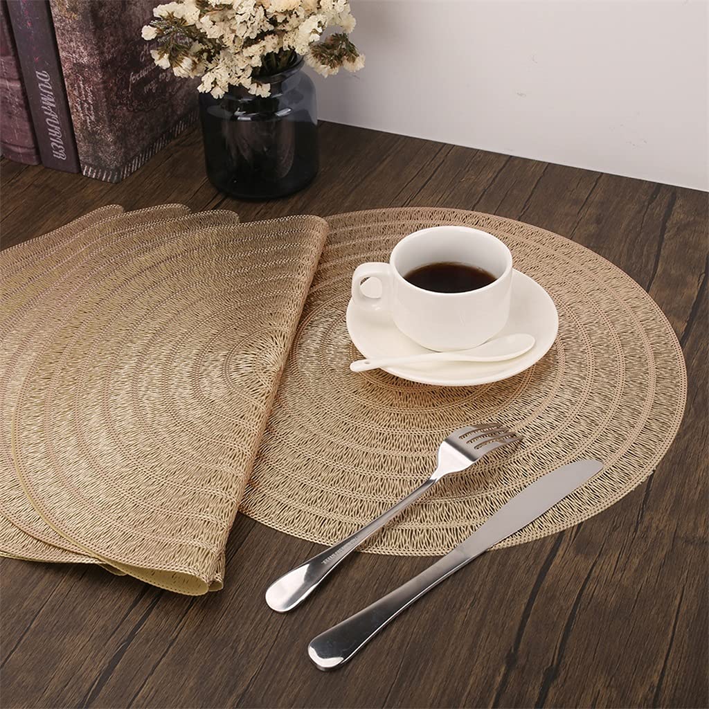 8 Pcs/lot Napperon Lavable PVC Table À Manger Tapis Creux Résistant Aux Taches Tissu Disque Bol Dessous De Verre Antidérapant (Couleur : Or) HGCHH