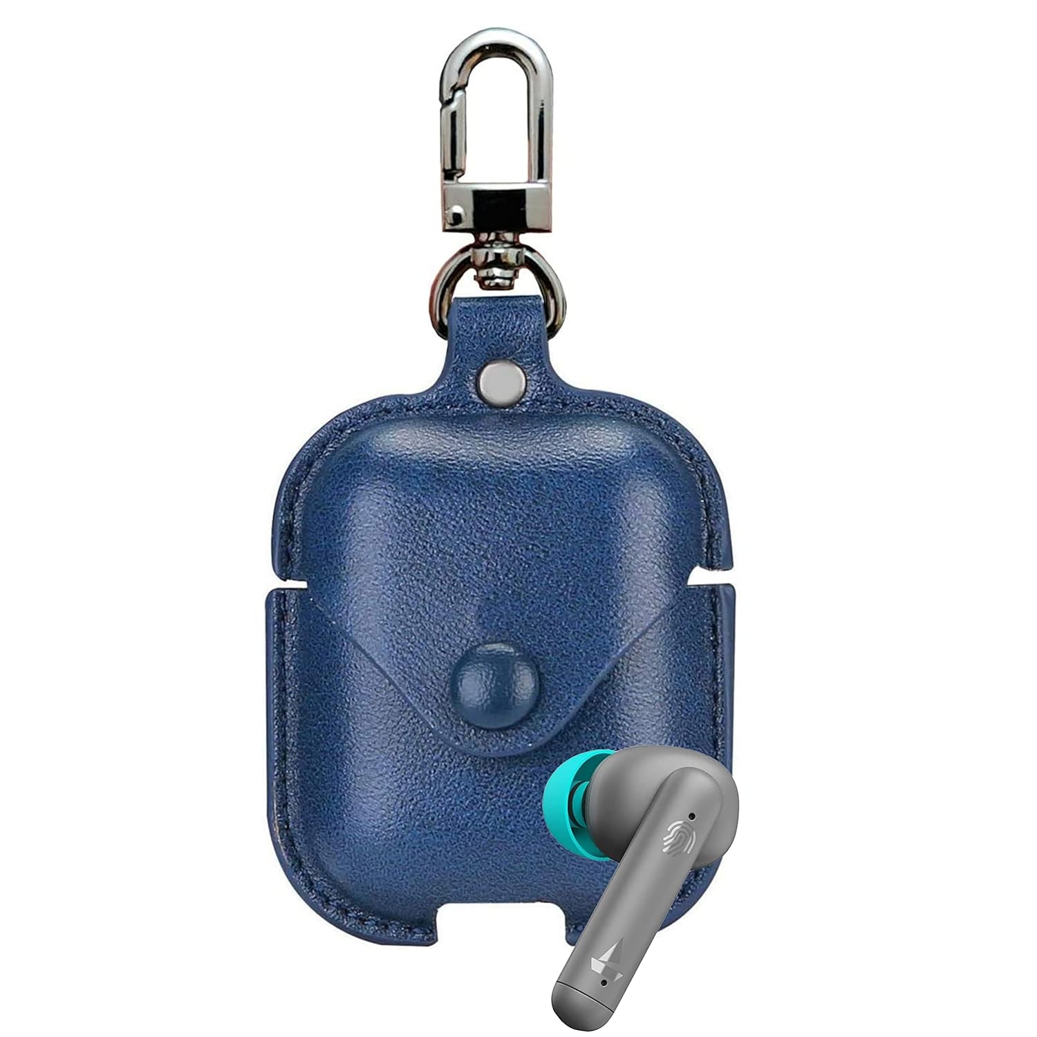 Meyaar Leather Case Cover Only Compatible with Boat Airdopes 141 & Boat Airdopes 148 (Earbuds Not Included) (Leather Blue) (NOT Made for 141 ANC)