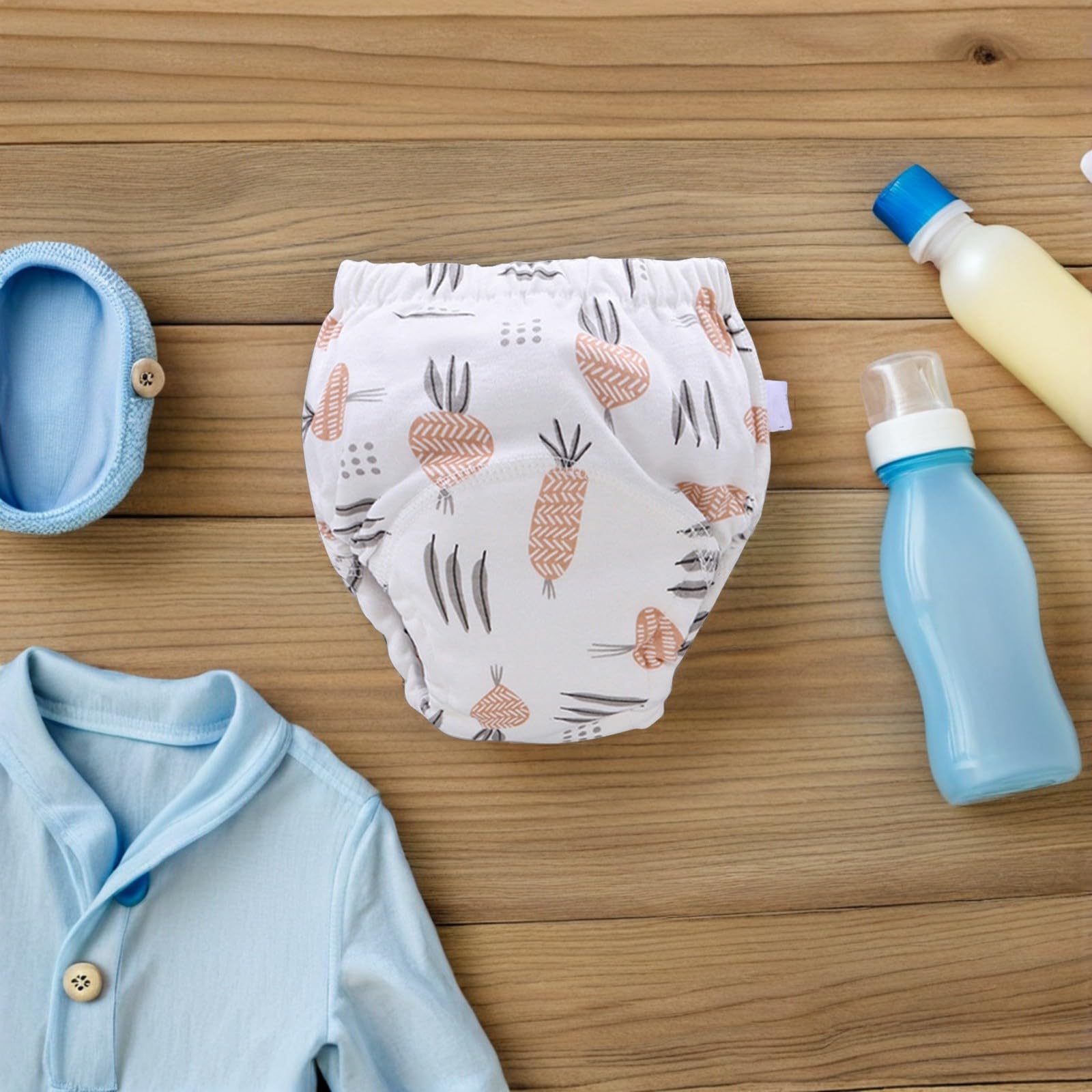 TOYANDONA Pantalones de Entrenamiento 4 Unidades Reutilizables para Bebés de Algodón Fáciles de Limpiar, Ajustables para Caminar y Viajar, M 6-12 Kg