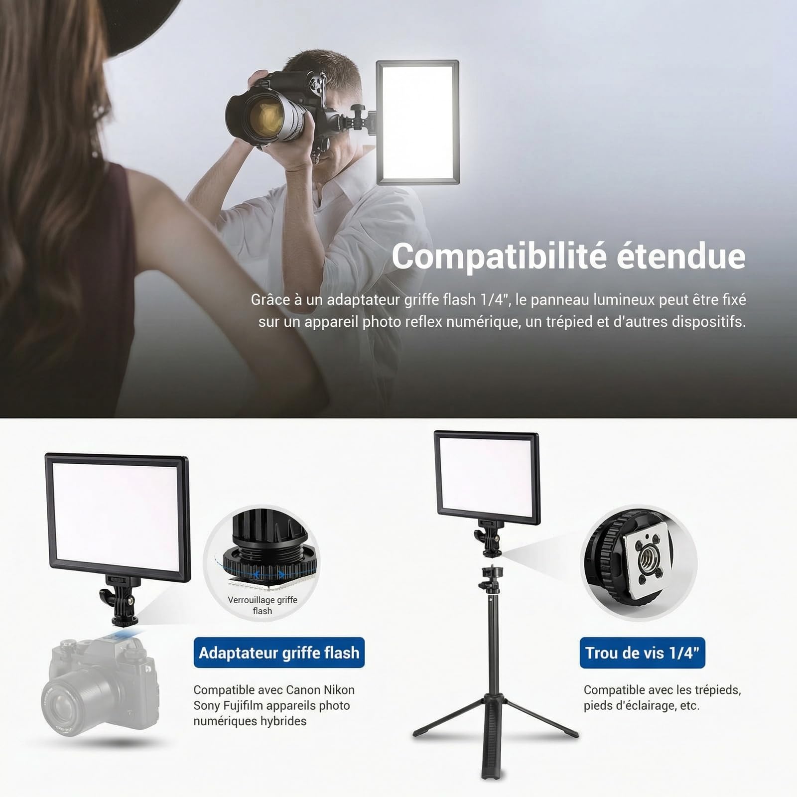 NEEWER 9" Basics Panneau LED avec Trépied de Bureau,NL-120B