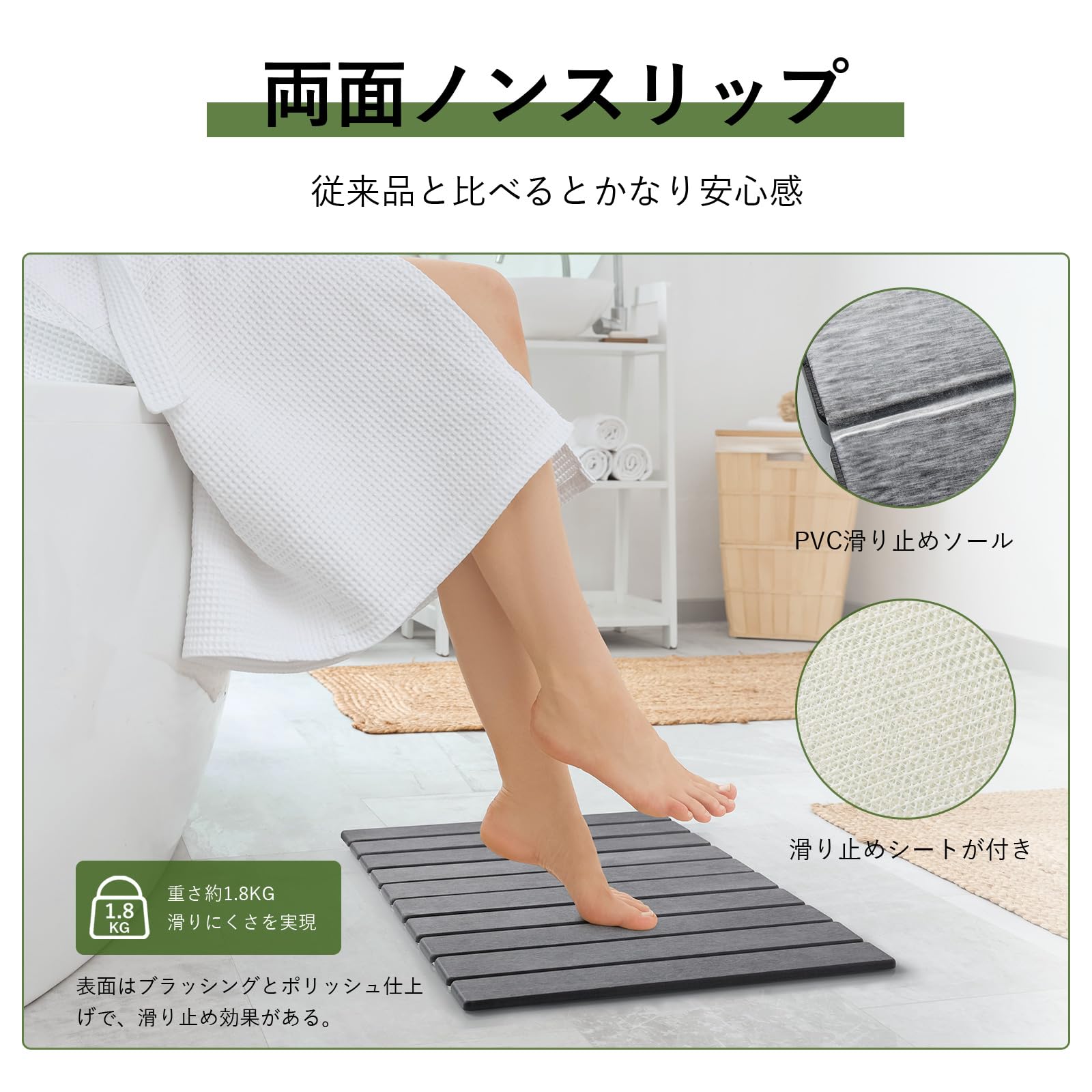 Amazon | ISHU バスマット 珪藻土バスマット 39*60サイズ 天然