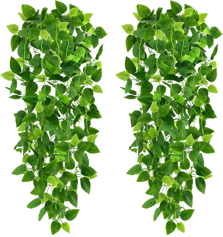 Plantas artificiais pendentes de 1 m CEWOR, 2 unidades de hera, para parede, casa, quarto, pátio, interior, exterior, prateleira de casa, decoração de escritório (sem as cestas)