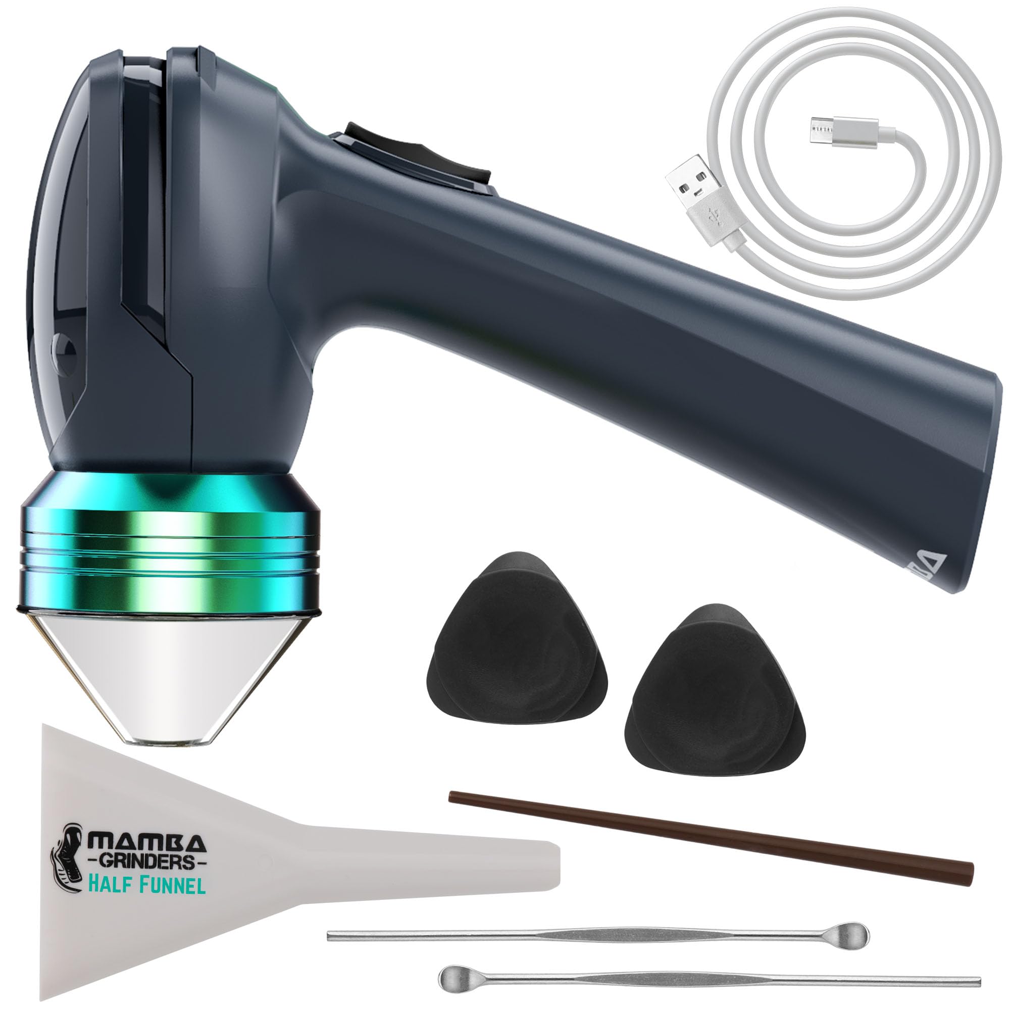 Mamba Original 1g Gray USB Electric Herb Grinder. Small Portable Metal Herbal Grinder Machine & Spice Mill for the Kitchen