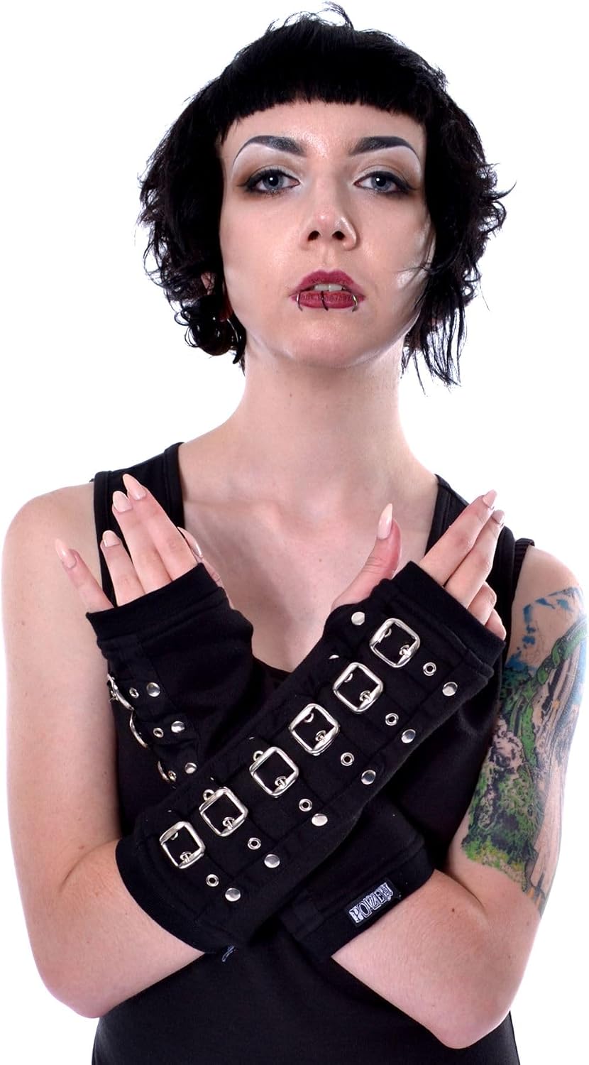 Poizen Industries Buckle Armwarmers Arm Warmers Punk Gothic Gloves - Black