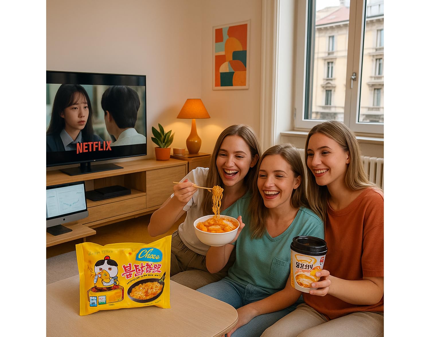 MiFan Ramyun Box | Buldak Cheese Noodles & Tteokbokki al Formaggio con Bacchette Usa e Getta