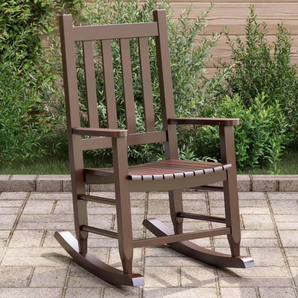 VidaXL Mecedora para Niños de Madera Maciza de Álamo Marrón - Exterior y Jardín - Pequeña
