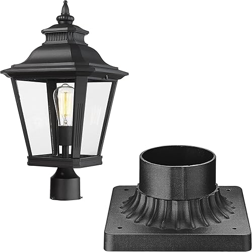 Luces de poste grandes para exteriores, lámpara de poste con acabado negro, impermeable y antioxidante, moderna iluminación exterior de pilar de