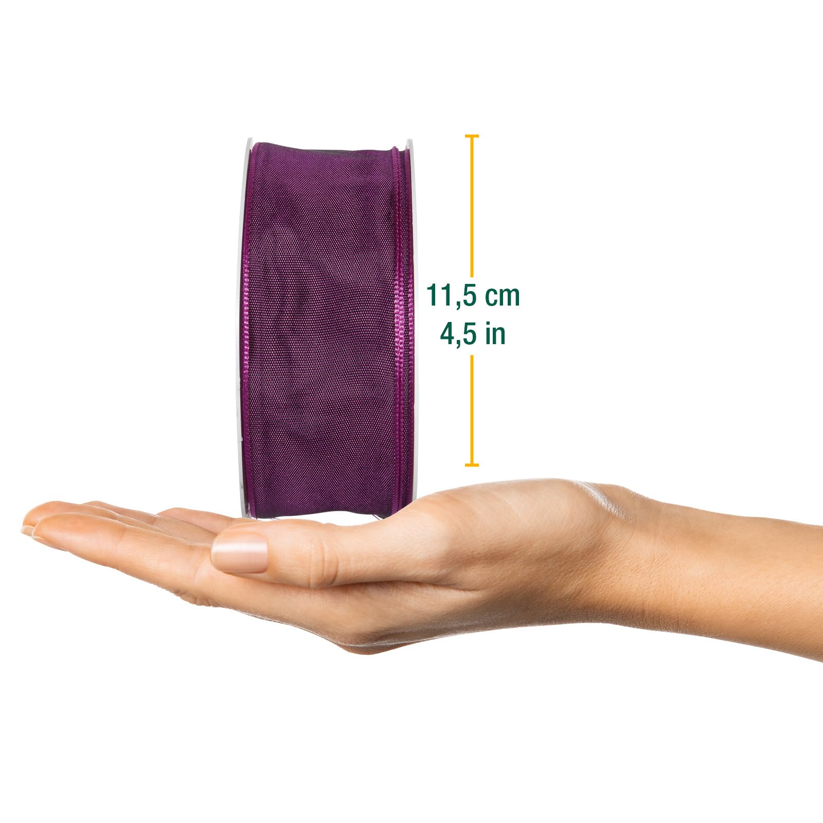 Halbach Seidenbänder Premium Gift Ribbon, Width 40 mm, Length 25 m, Oeko-Tex 100 Certified, Taffeta, Dark Purple - Image 2